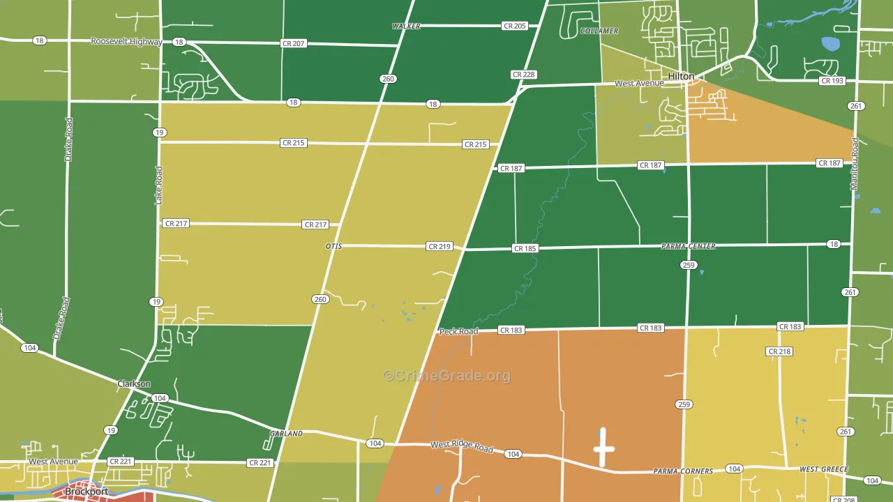 Clarkson, NY Map of Drug-Related Crime Rates