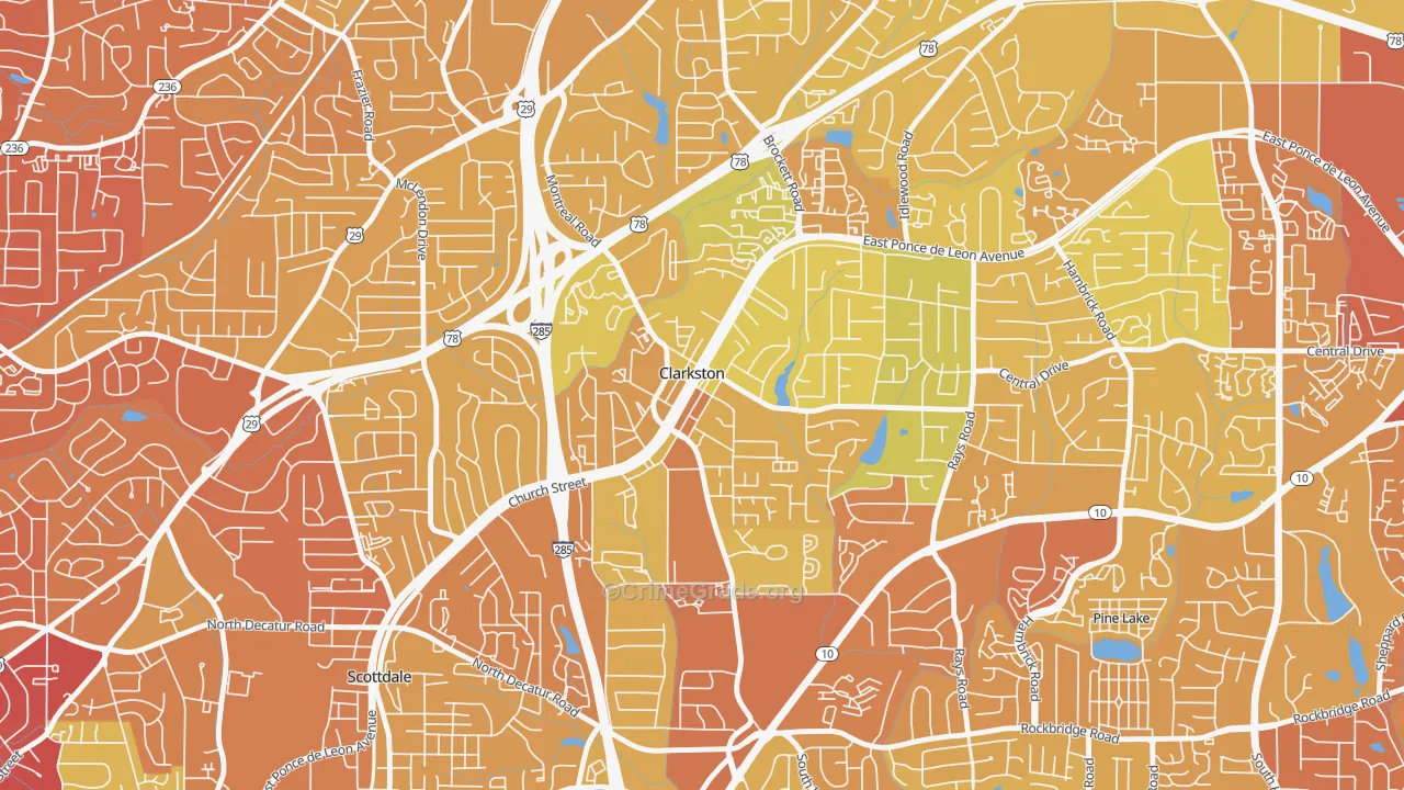 Clarkston, GA Map of Drug-Related Crime Rates