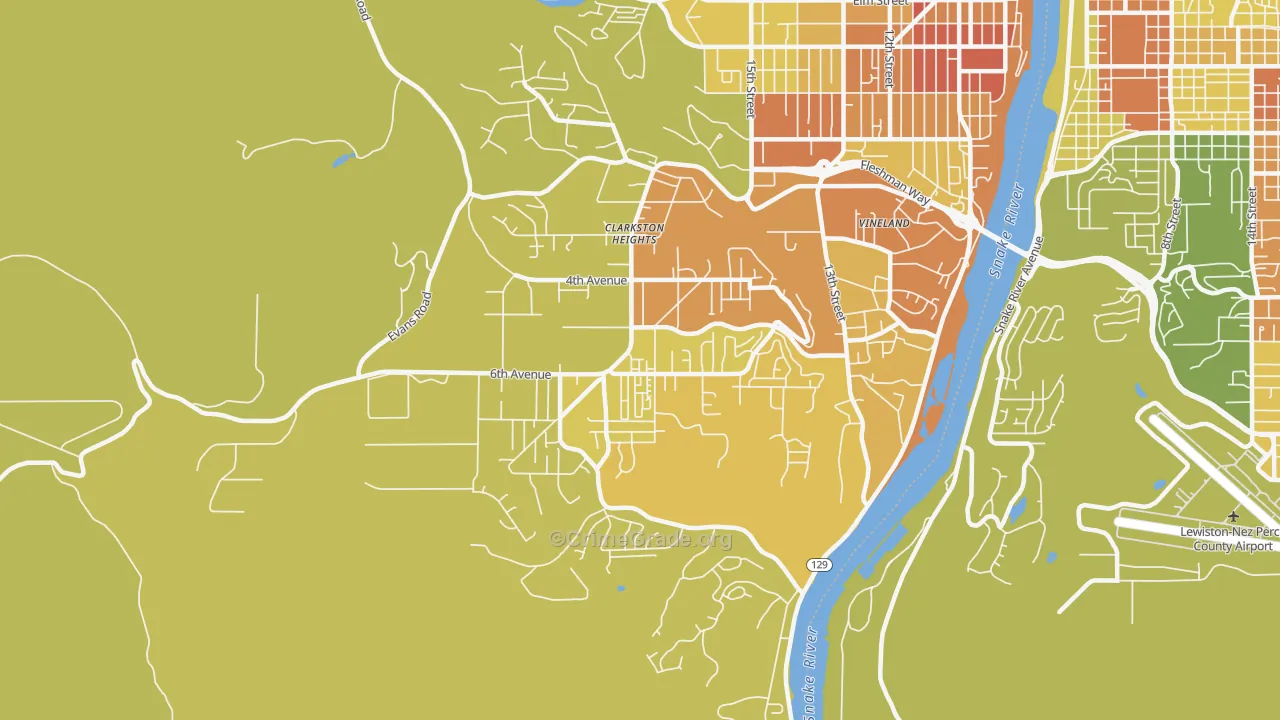 Clarkston Heights-Vineland, WA Map of Drug-Related Crime Rates