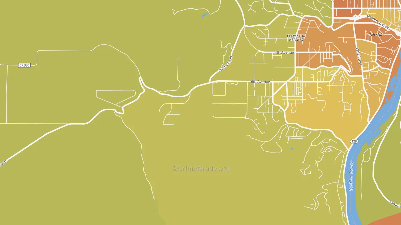Clarkston Heights, WA Map of Drug-Related Crime Rates