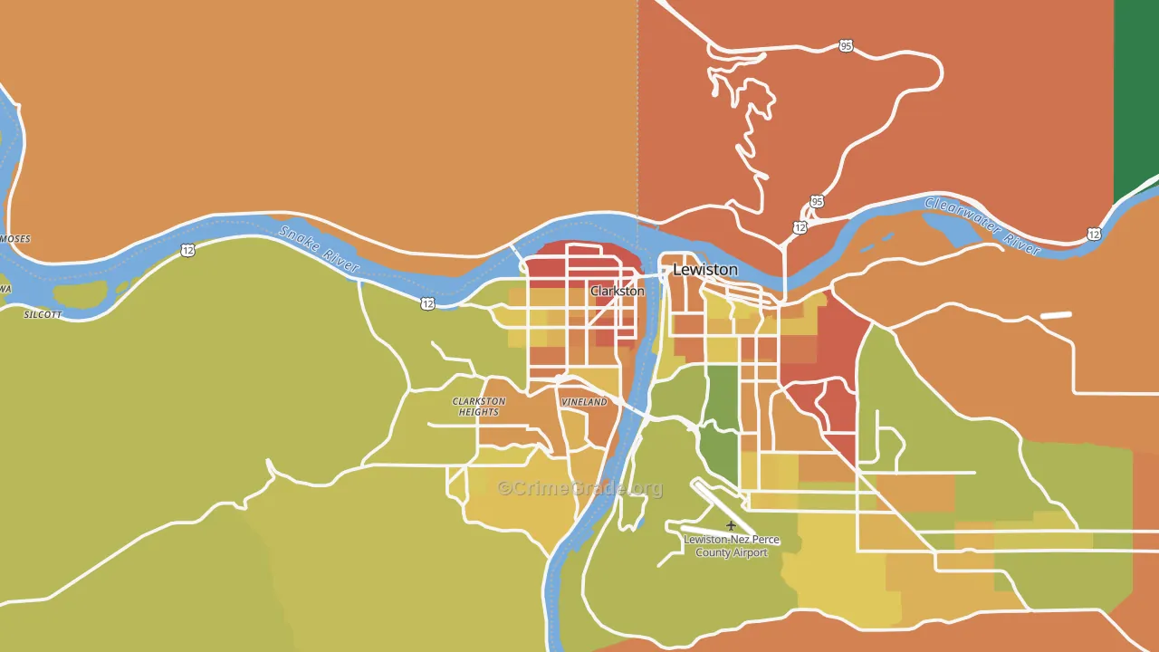 Clarkston, WA Map of Drug-Related Crime Rates