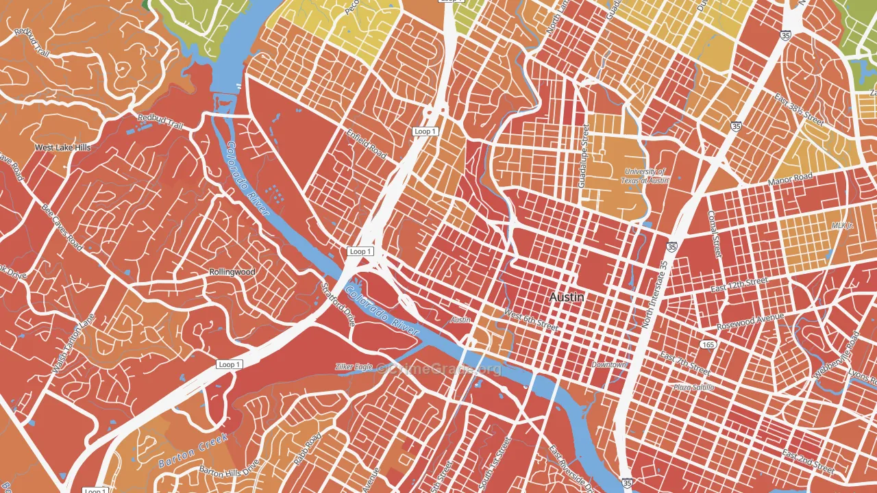 Clarksville, Austin, TX Map of Drug-Related Crime Rates