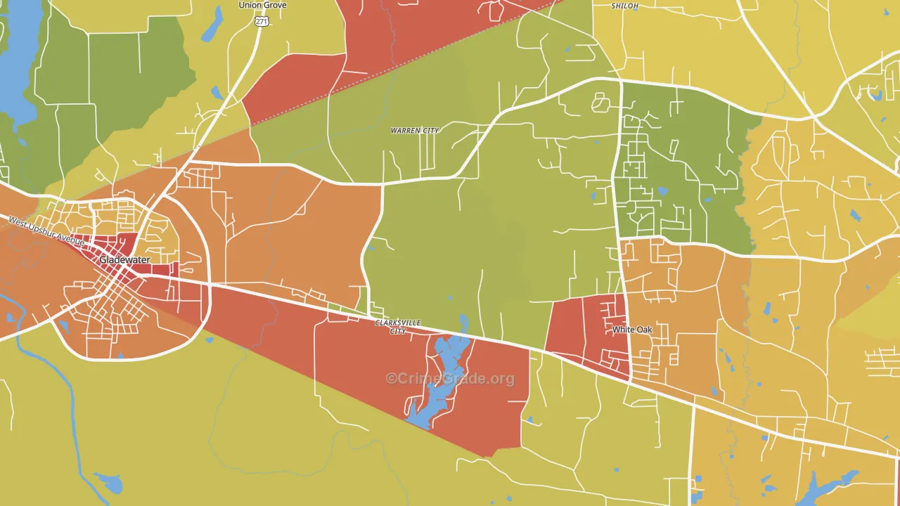 Clarksville City, TX Map of Drug-Related Crime Rates