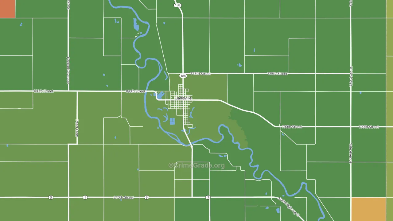 Clarksville, IA Map of Drug-Related Crime Rates