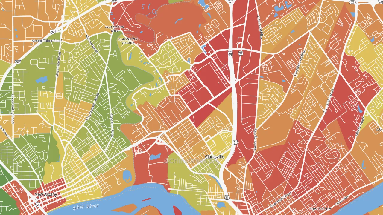 Clarksville, IN Map of Drug-Related Crime Rates