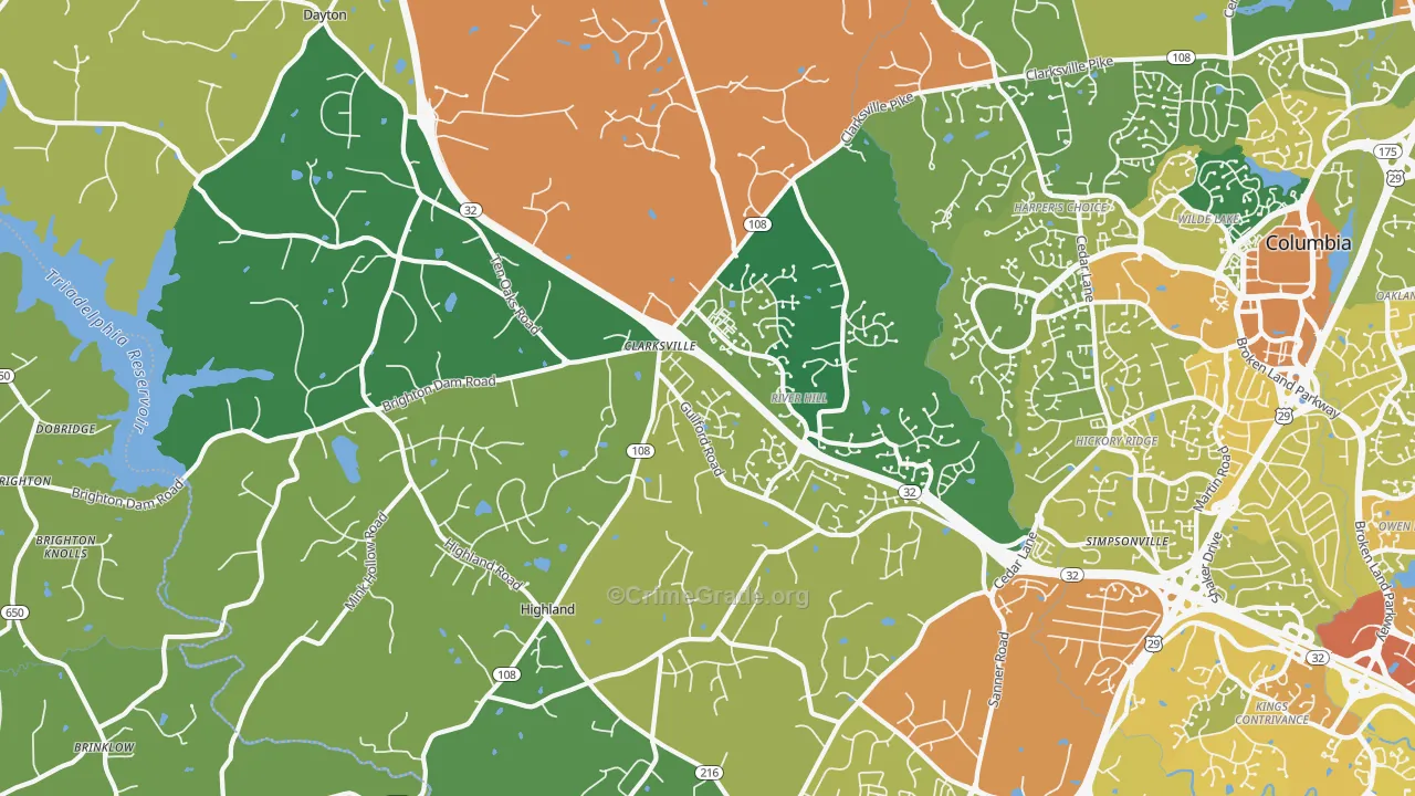 Clarksville, MD Map of Drug-Related Crime Rates