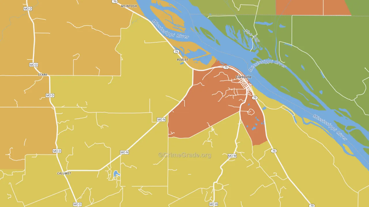 Clarksville, MO Map of Drug-Related Crime Rates