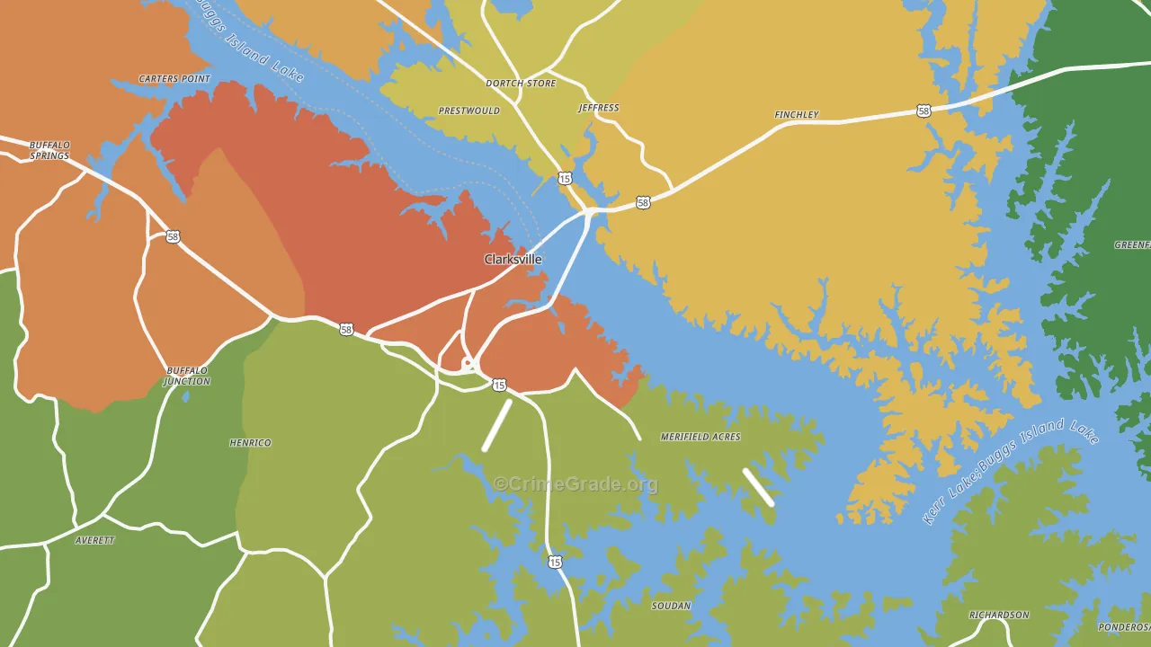 Clarksville, VA Map of Drug-Related Crime Rates