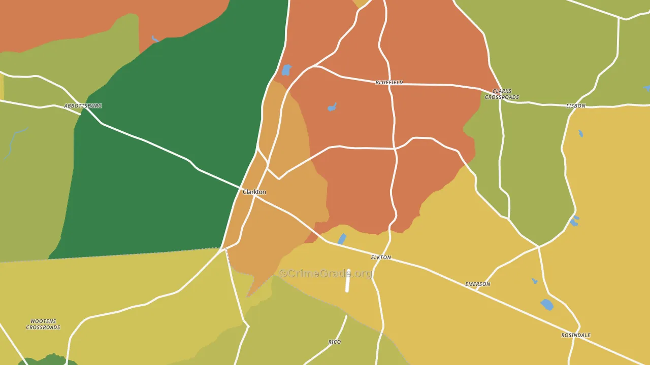 Clarkton, NC Map of Drug-Related Crime Rates