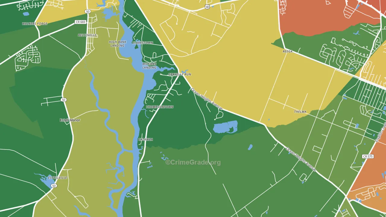 Clarktown, NJ Map of Drug-Related Crime Rates