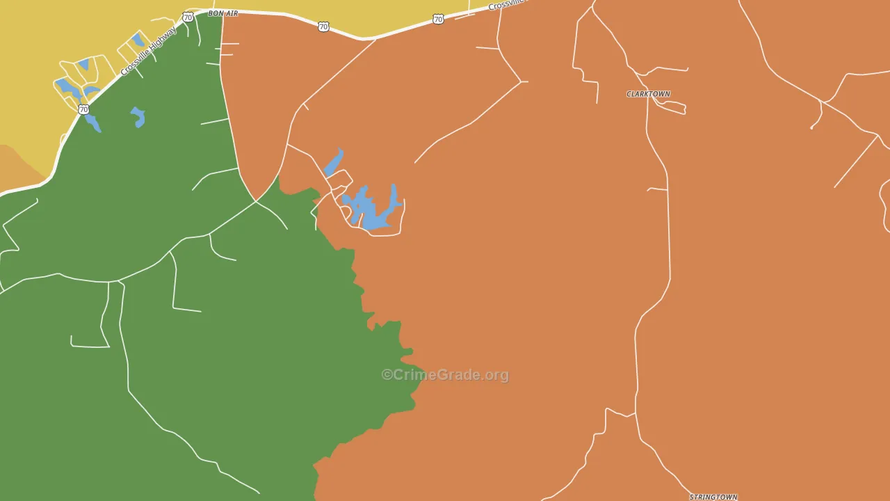 Clarktown, TN Map of Drug-Related Crime Rates