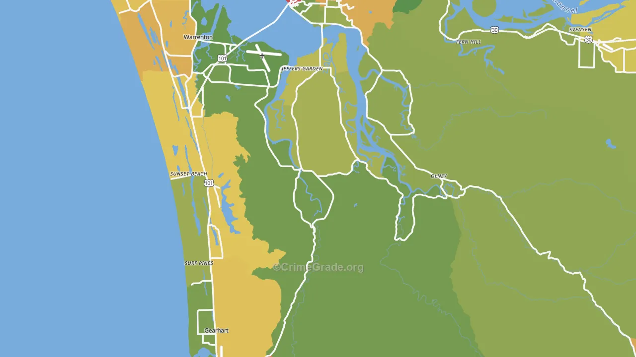 Clatsop County, OR Map of Drug-Related Crime Rates
