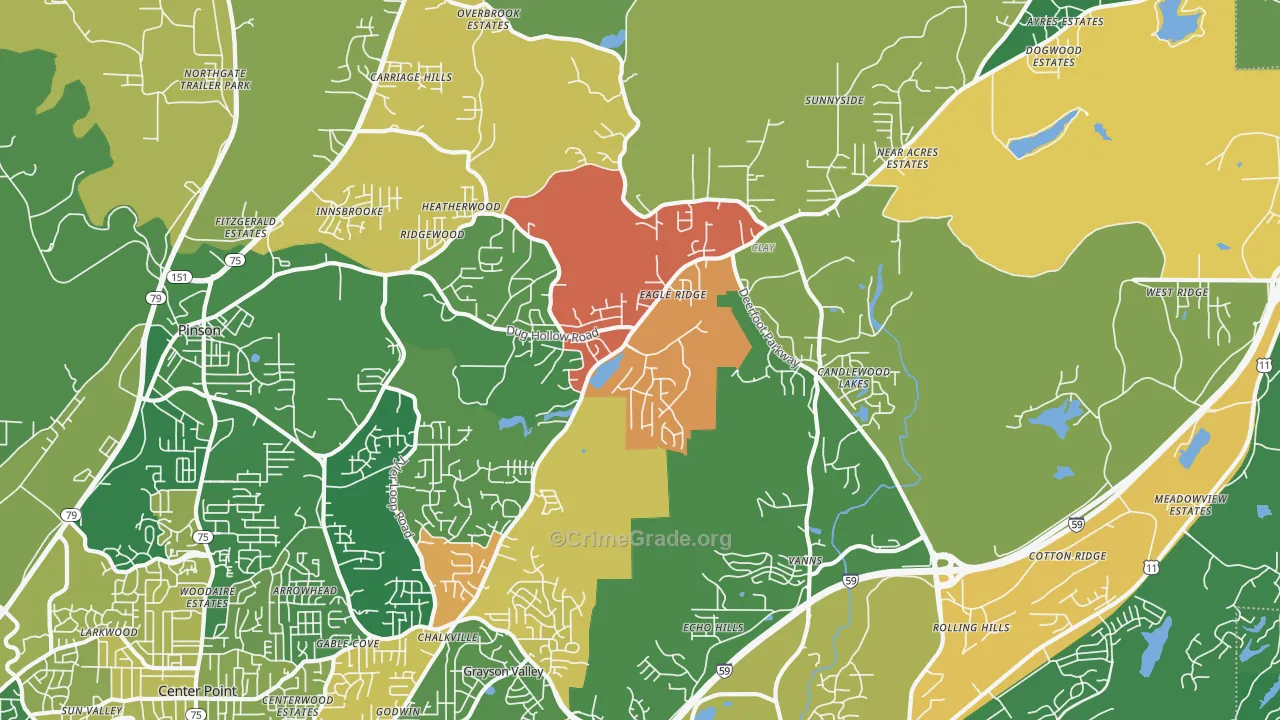 Clay, AL Map of Drug-Related Crime Rates