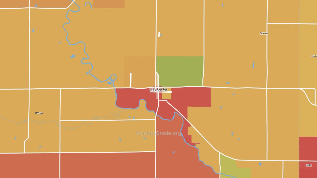 Clay Center, KS Map of Drug-Related Crime Rates