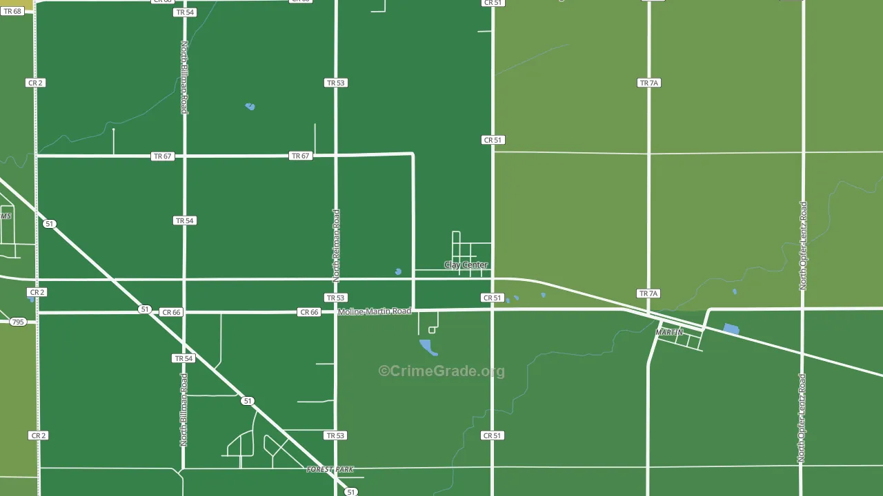 Clay Center, OH Map of Drug-Related Crime Rates