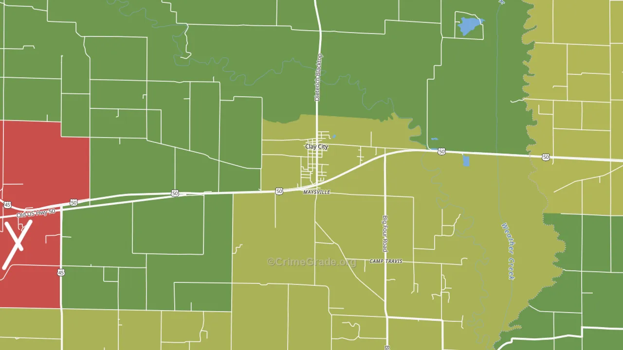 Clay City, IL Map of Drug-Related Crime Rates