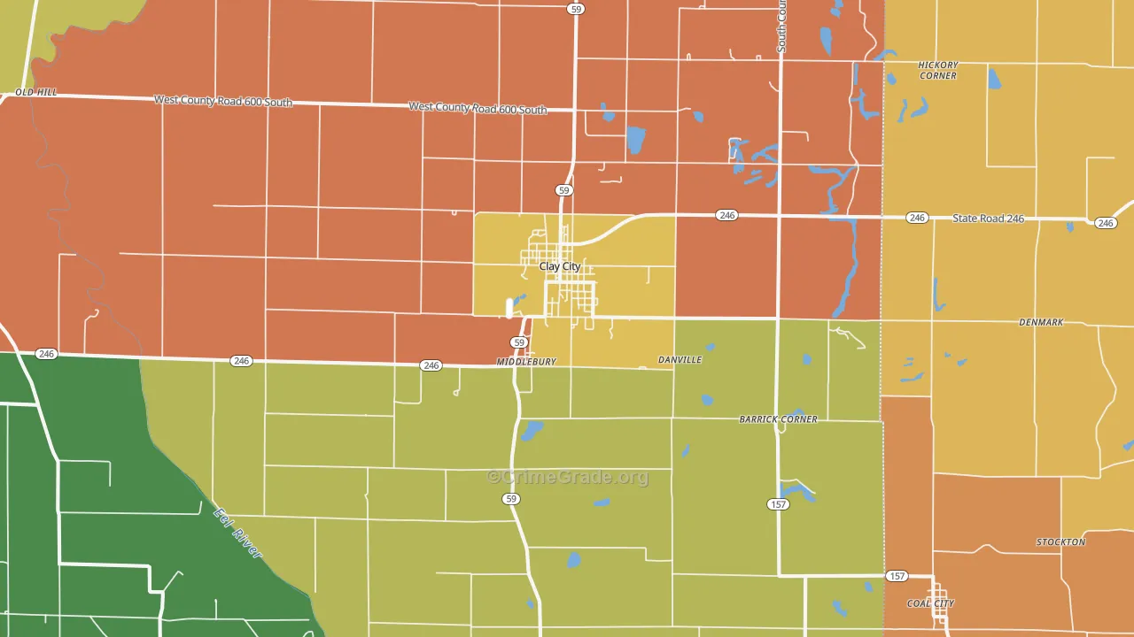 Clay City, IN Map of Drug-Related Crime Rates