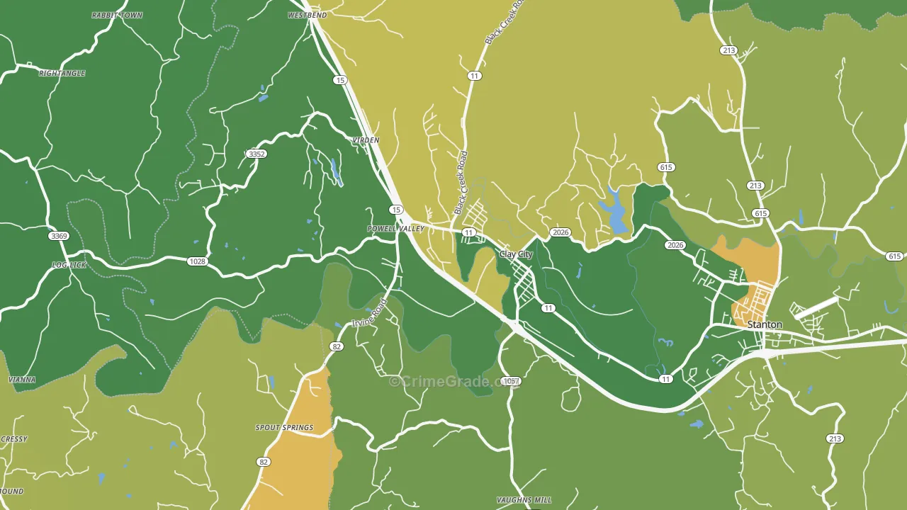Clay City, KY Map of Drug-Related Crime Rates