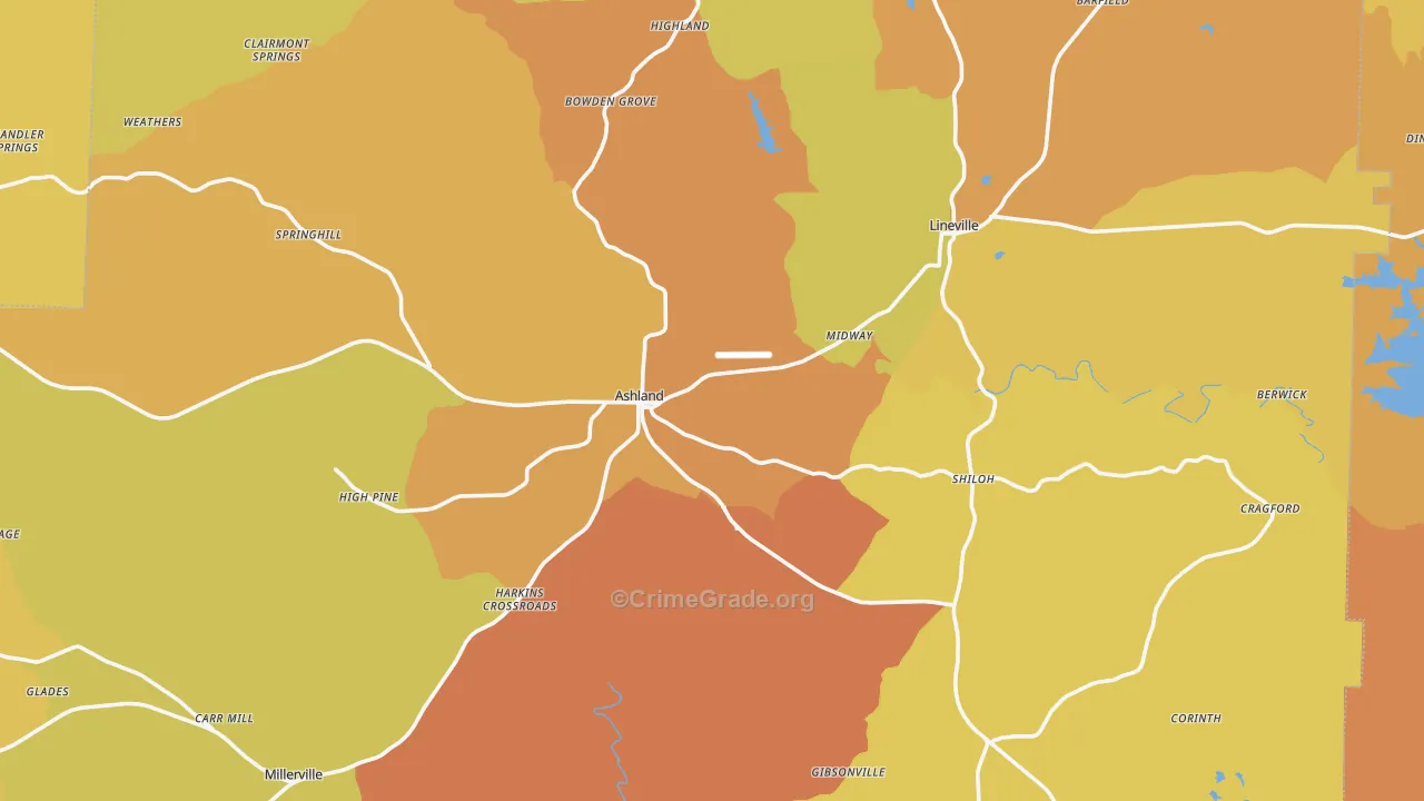 Clay County, AL Map of Drug-Related Crime Rates