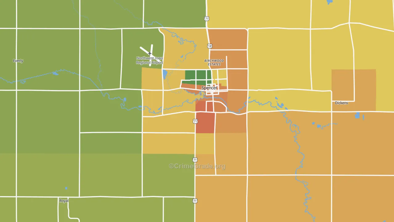 Clay County, IA Map of Drug-Related Crime Rates