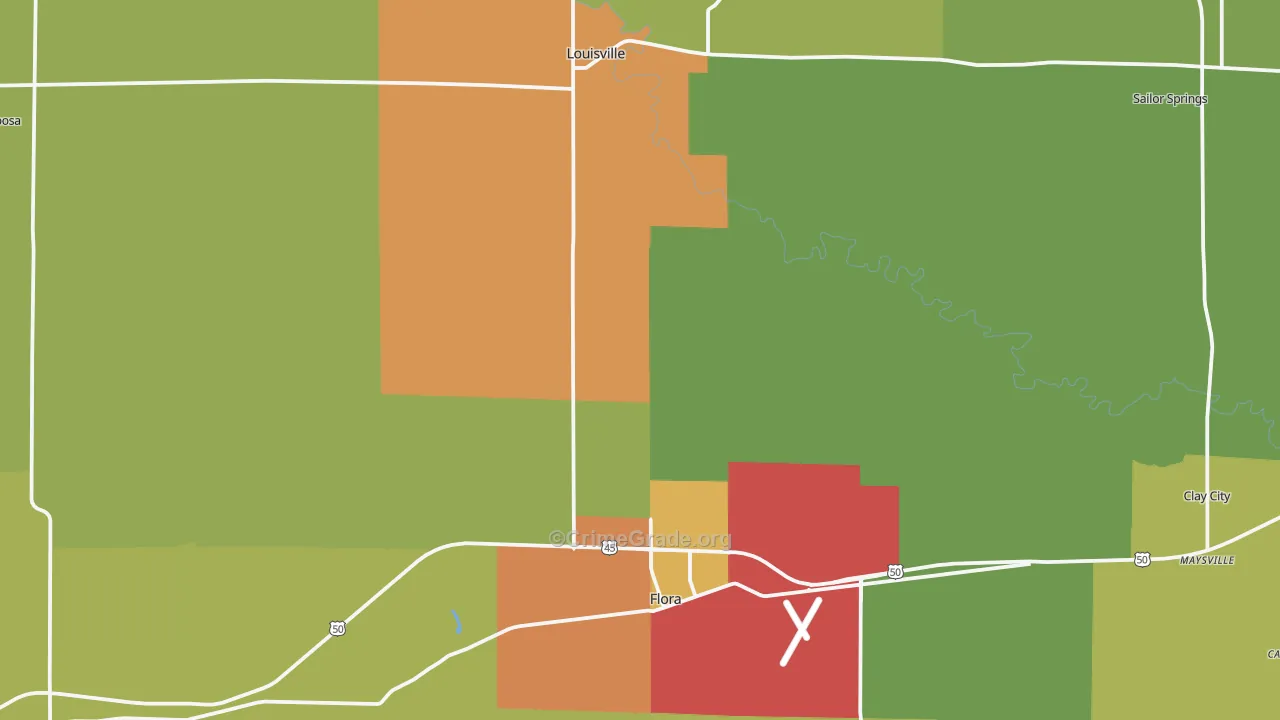 Clay County, IL Map of Drug-Related Crime Rates
