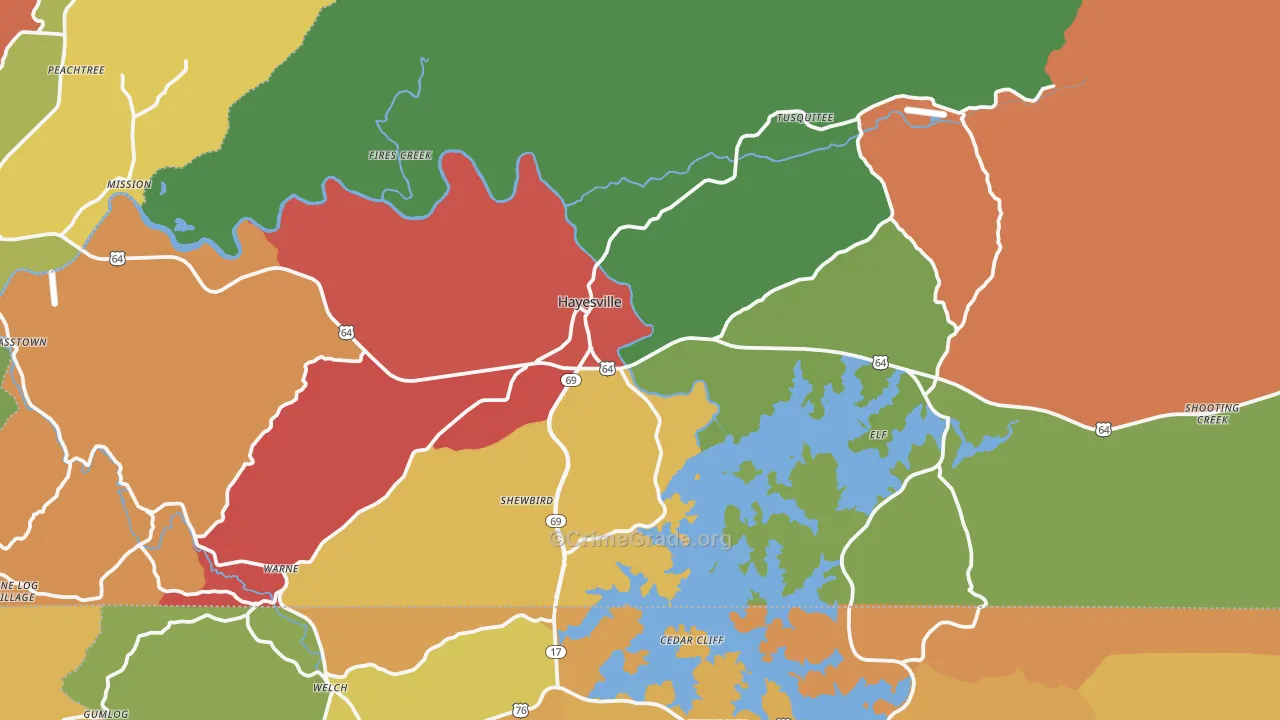 Clay County, NC Map of Drug-Related Crime Rates
