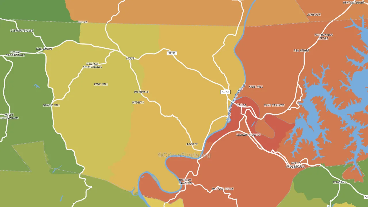 Clay County, TN Map of Drug-Related Crime Rates