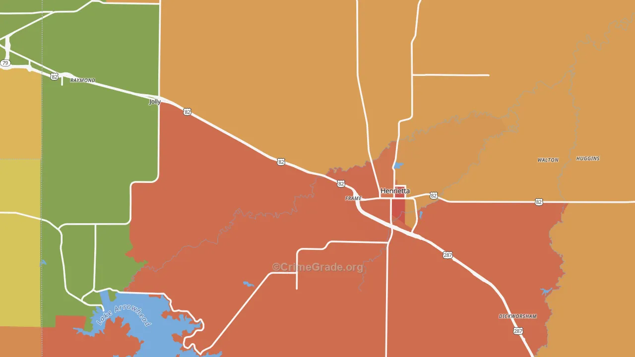 Clay County, TX Map of Drug-Related Crime Rates