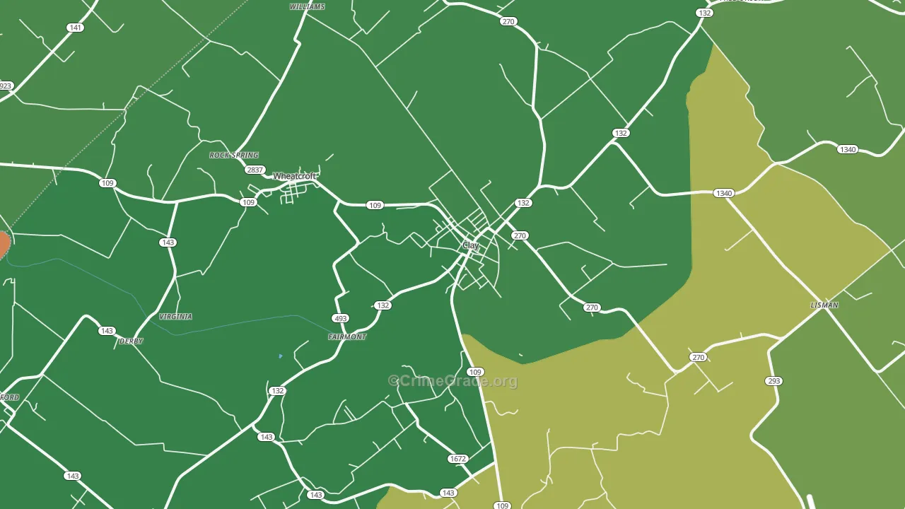 Clay, KY Map of Drug-Related Crime Rates
