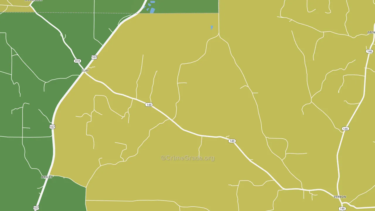 Clay, LA Map of Drug-Related Crime Rates