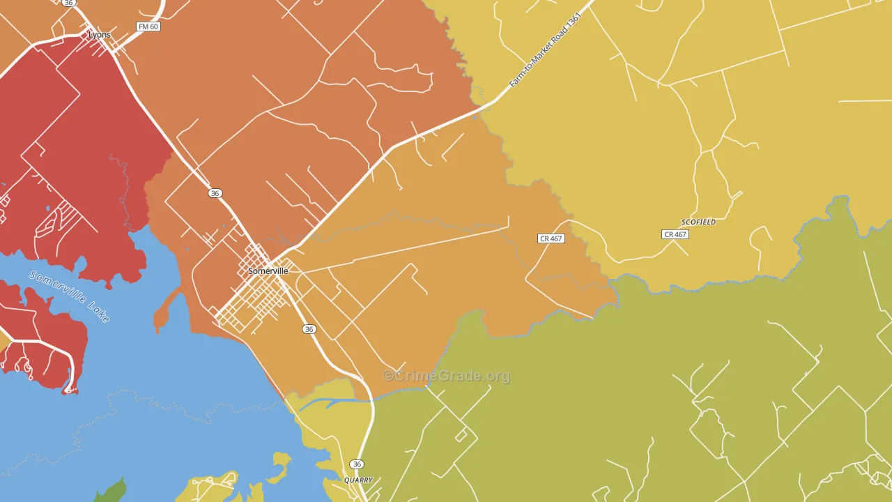 Clay, TX Map of Drug-Related Crime Rates