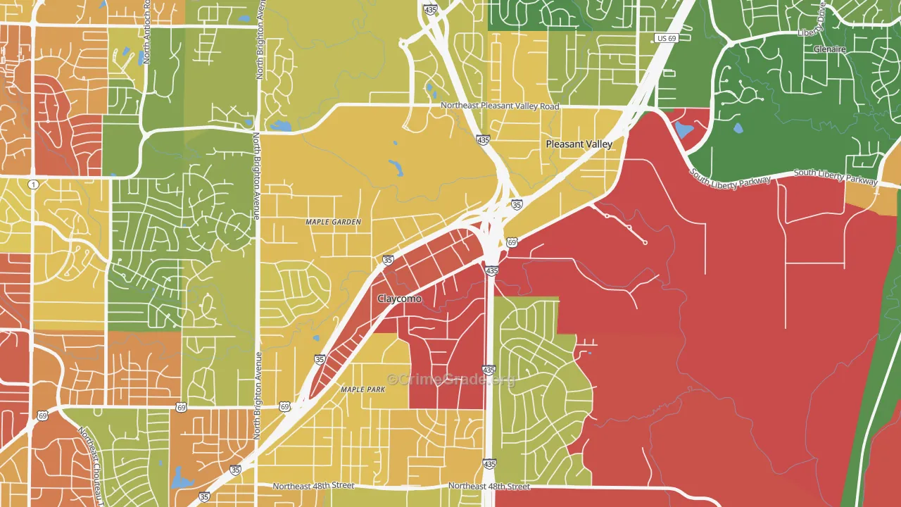 Claycomo, MO Map of Drug-Related Crime Rates