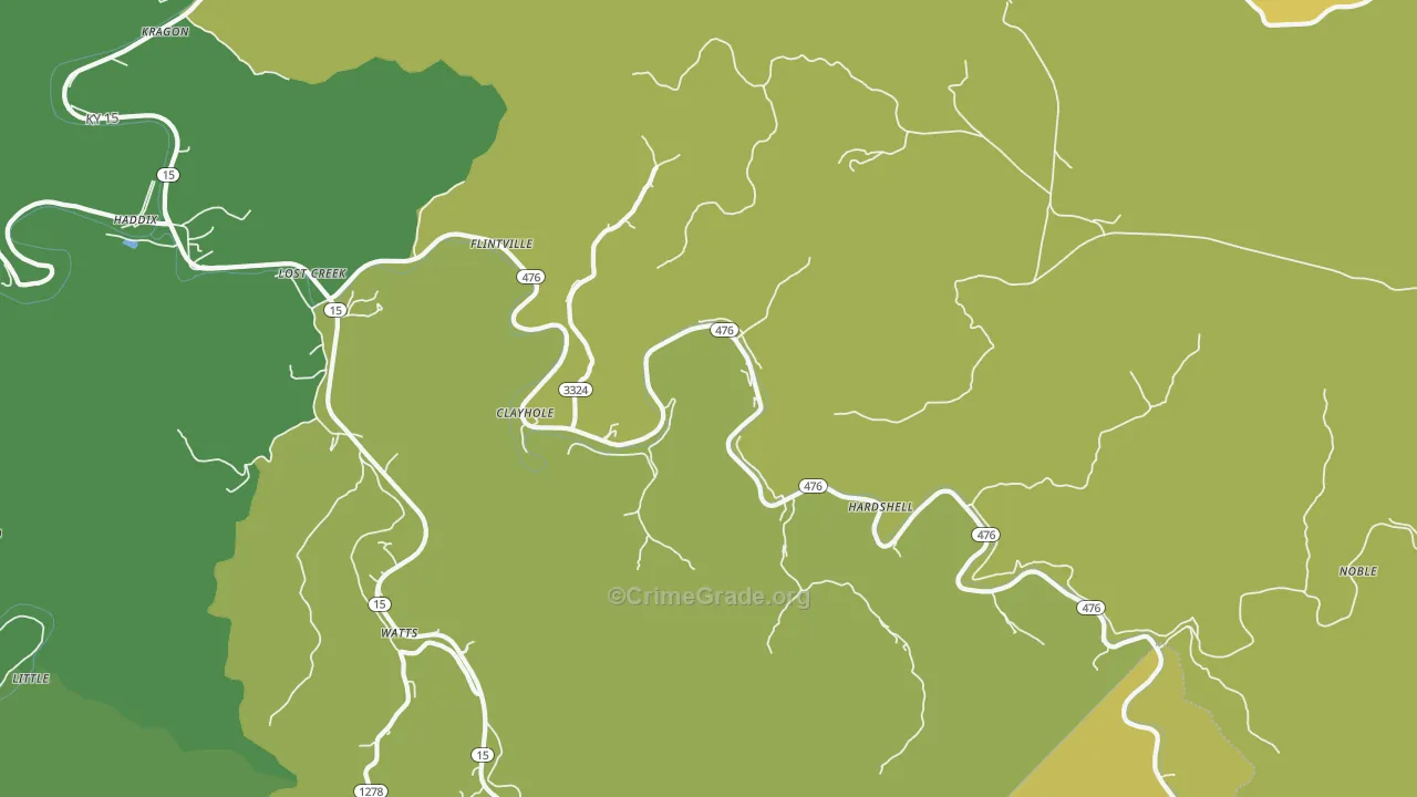 Clayhole, KY Map of Drug-Related Crime Rates