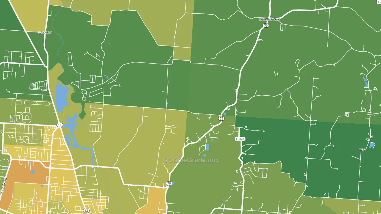 Claylick, OH Map of Drug-Related Crime Rates