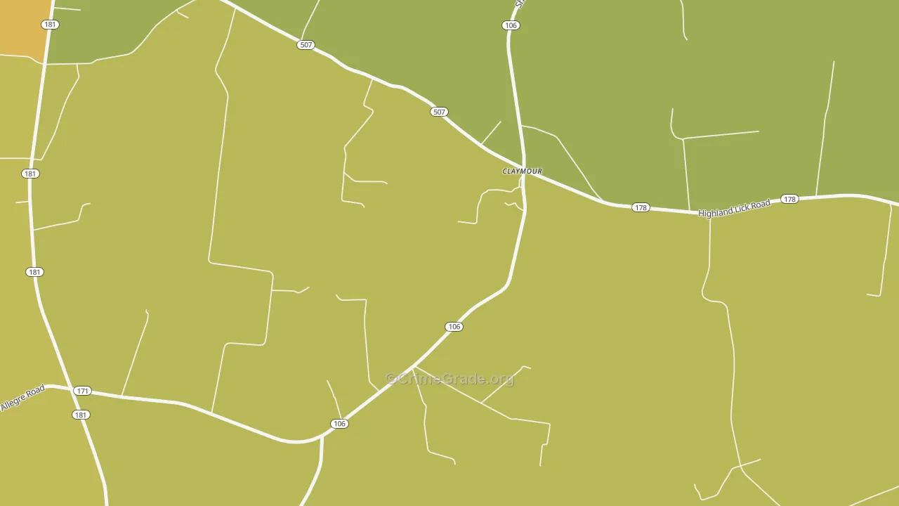 Claymour, KY Map of Drug-Related Crime Rates