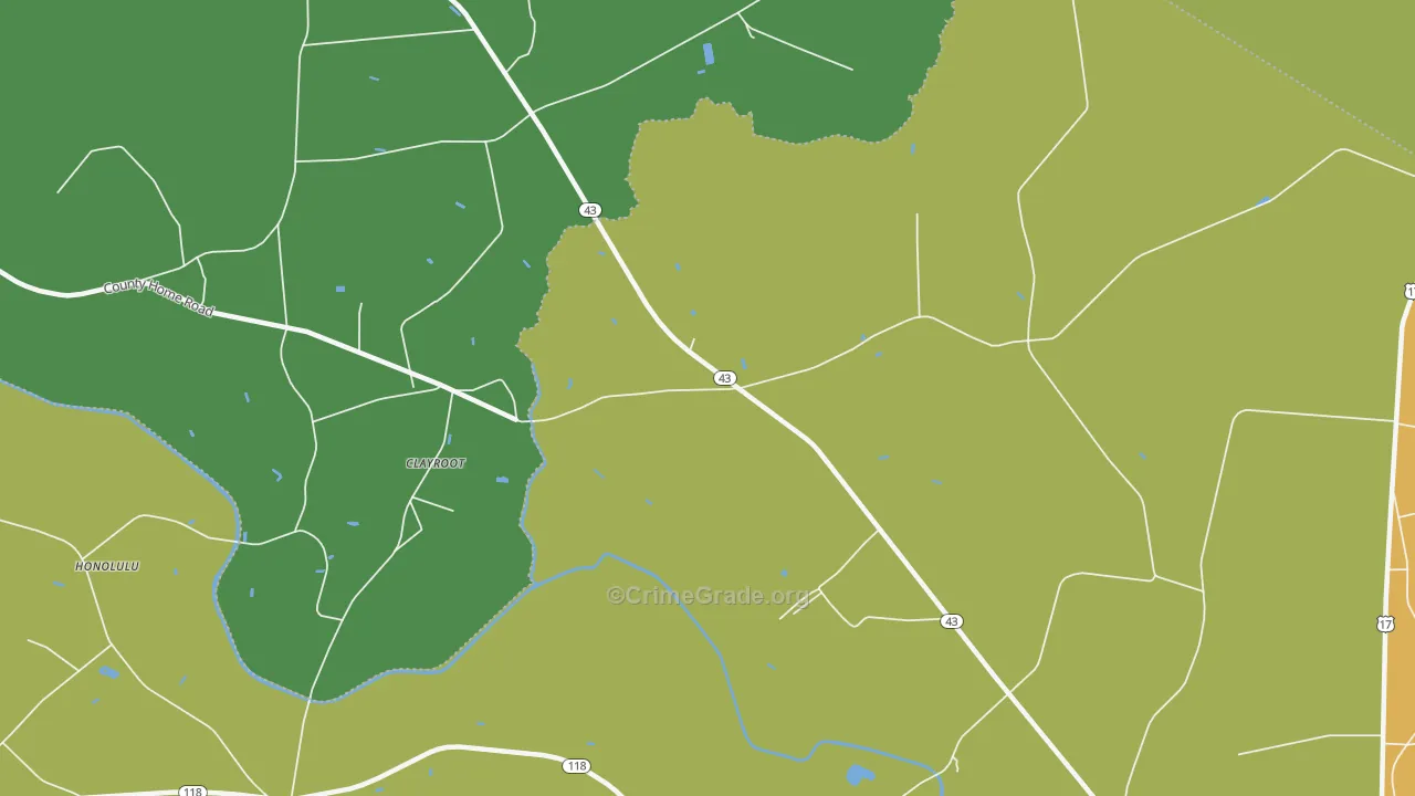 Clayroot, NC Map of Drug-Related Crime Rates