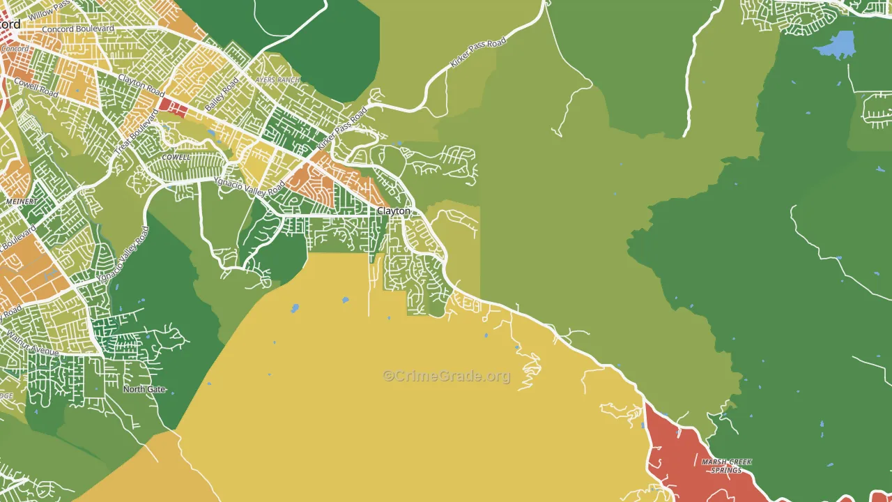 Clayton, CA Map of Drug-Related Crime Rates