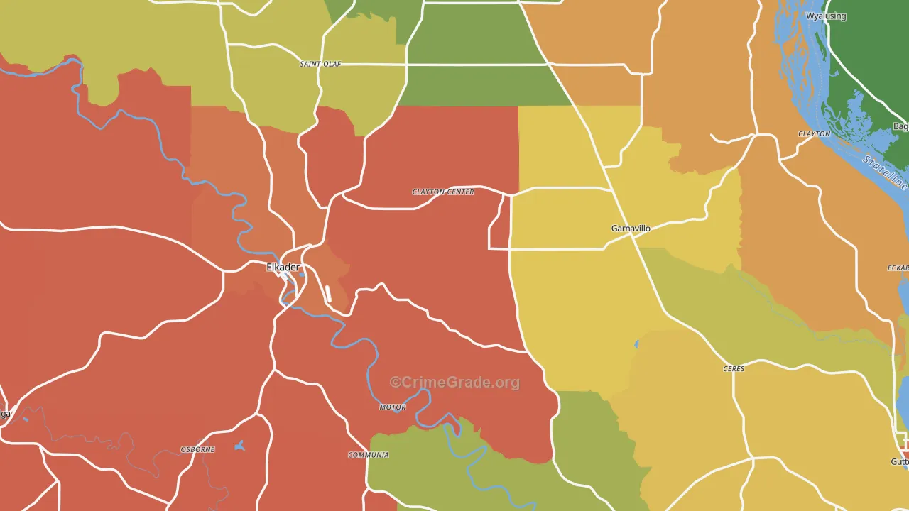 Clayton County, IA Map of Drug-Related Crime Rates