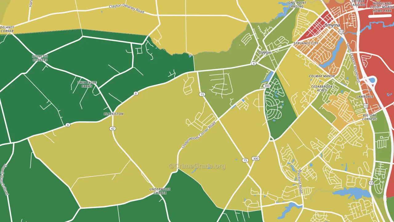 Clayton, DE Map of Drug-Related Crime Rates