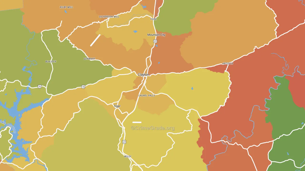 Clayton, GA Map of Drug-Related Crime Rates