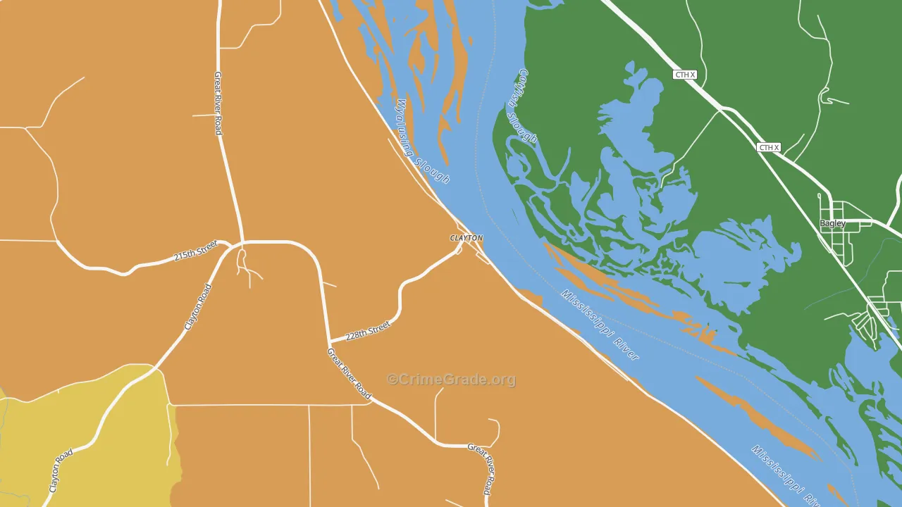 Clayton, IA Map of Drug-Related Crime Rates