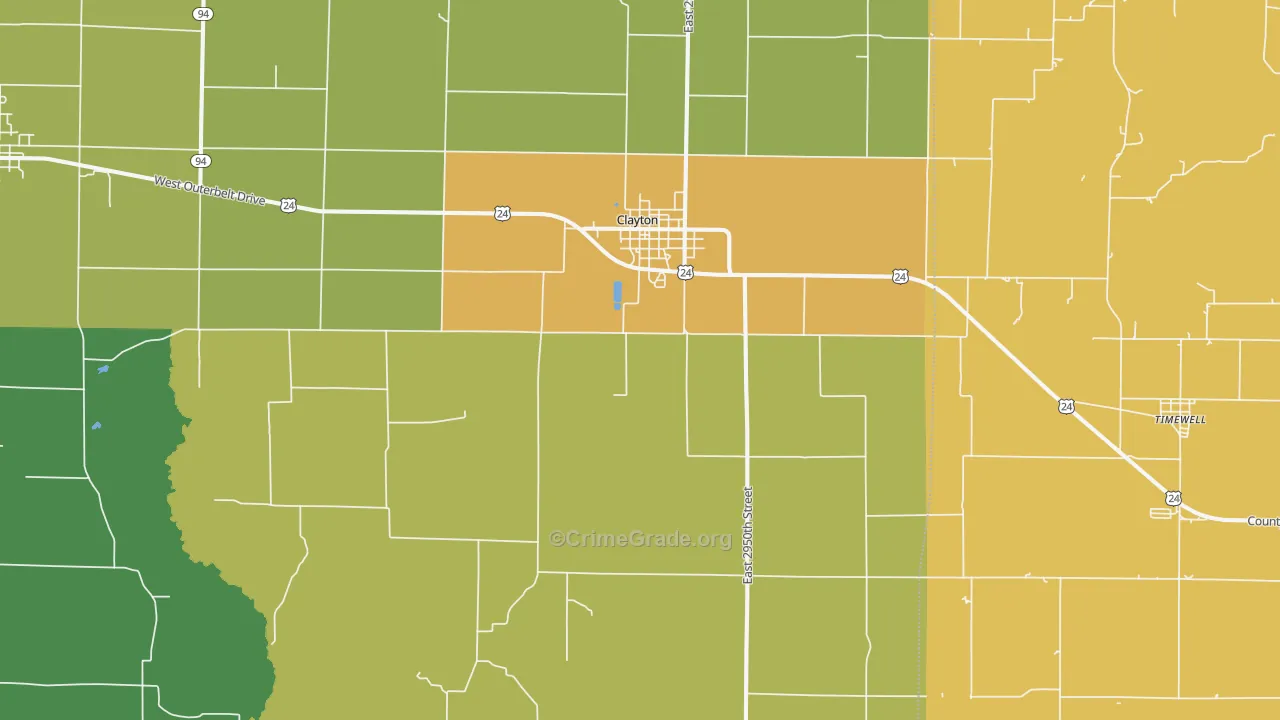 Clayton, IL Map of Drug-Related Crime Rates