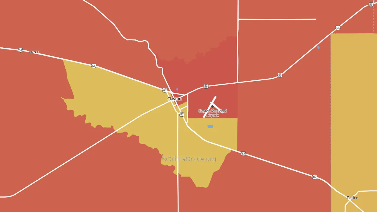 Clayton, NM Map of Drug-Related Crime Rates