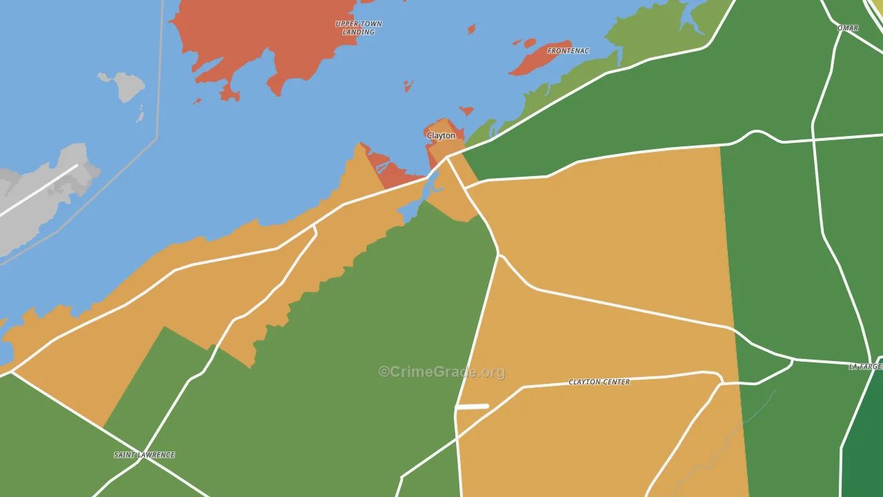 Clayton, NY Map of Drug-Related Crime Rates