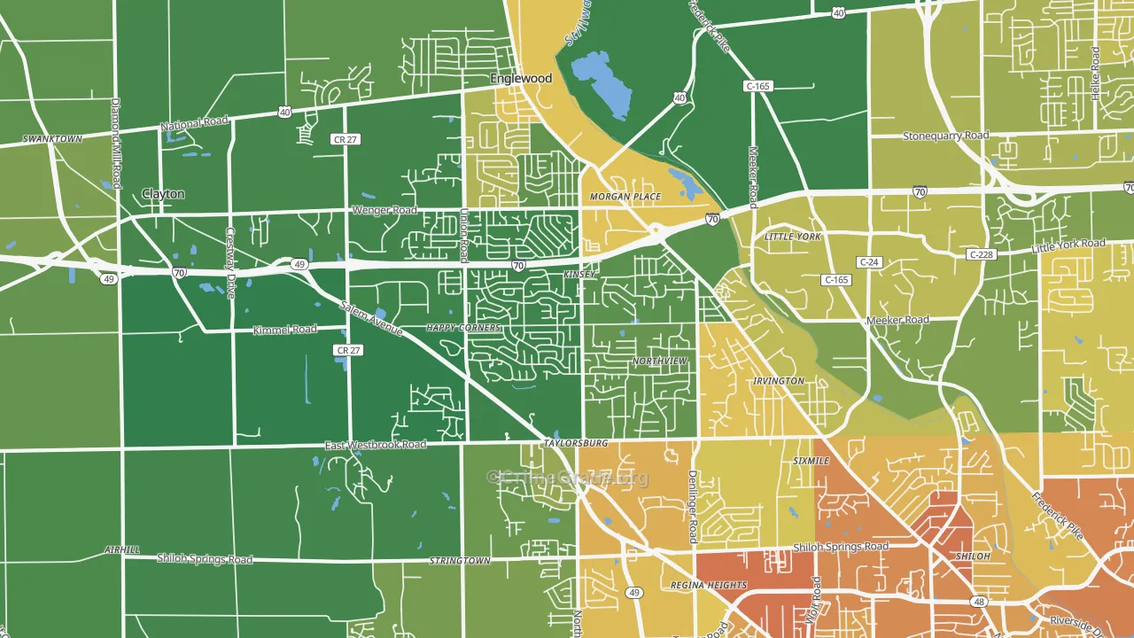 Clayton, OH Map of Drug-Related Crime Rates