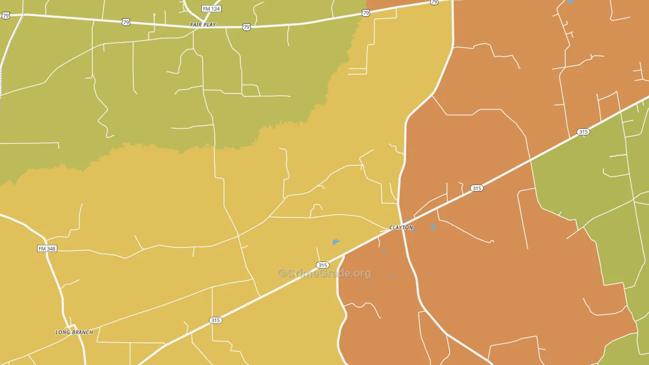Clayton, TX Map of Drug-Related Crime Rates