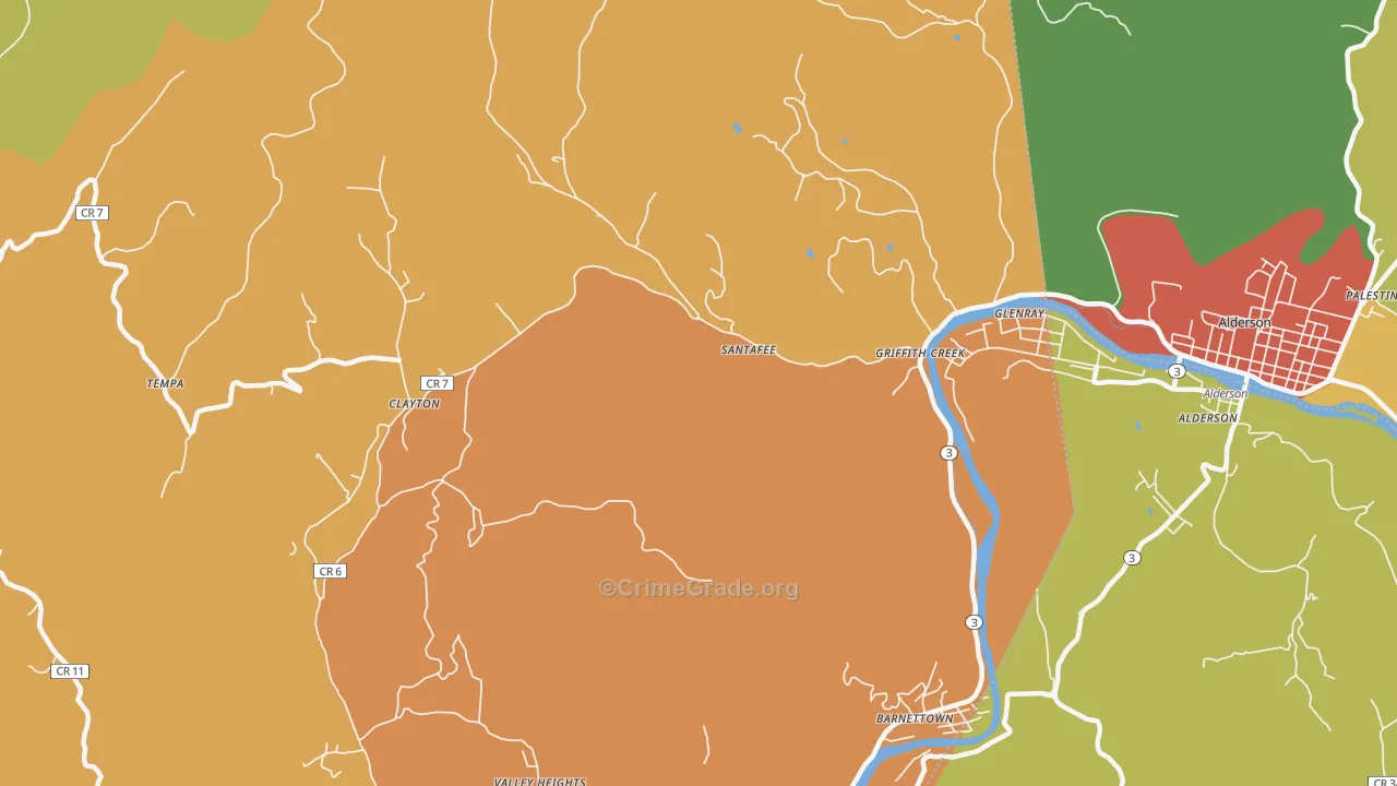 Clayton, WV Map of Drug-Related Crime Rates