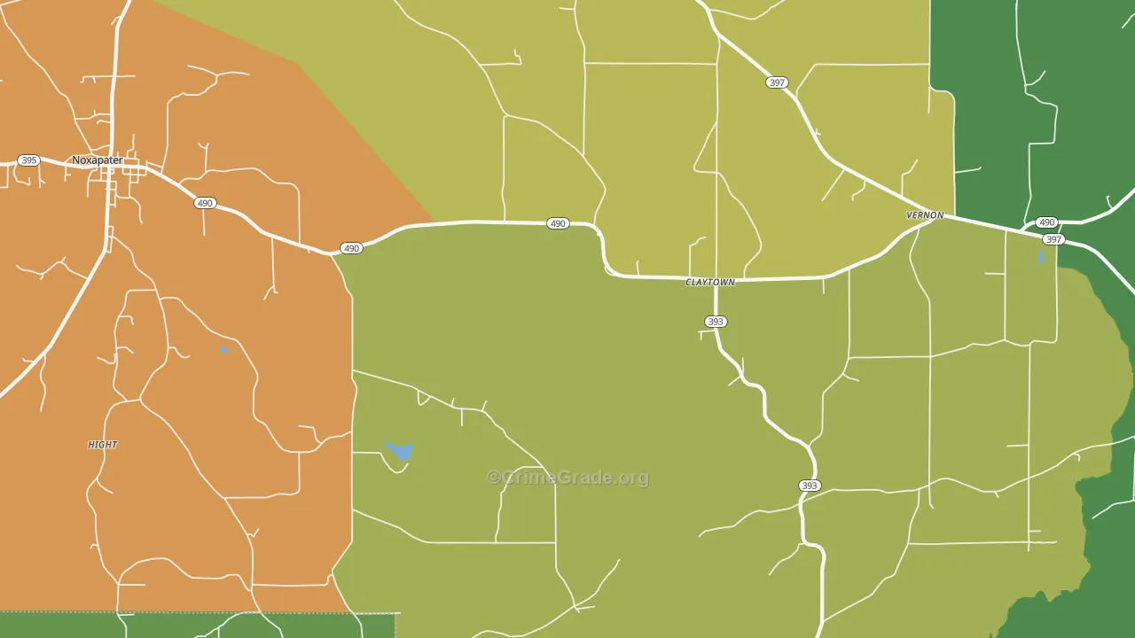 Claytown, MS Map of Drug-Related Crime Rates