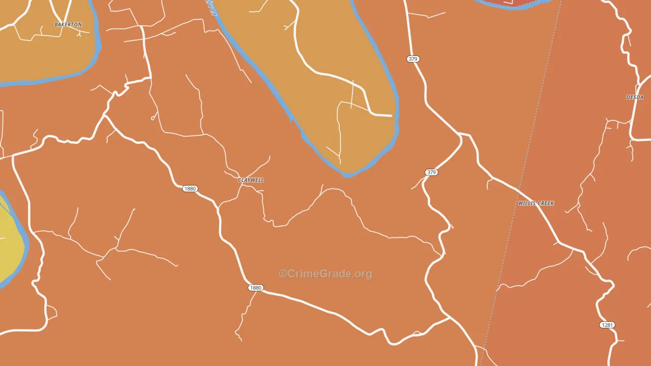 Claywell, KY Map of Drug-Related Crime Rates
