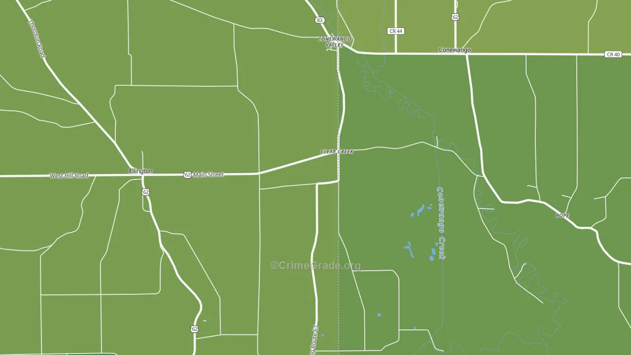 Clear Creek, NY Map of Drug-Related Crime Rates